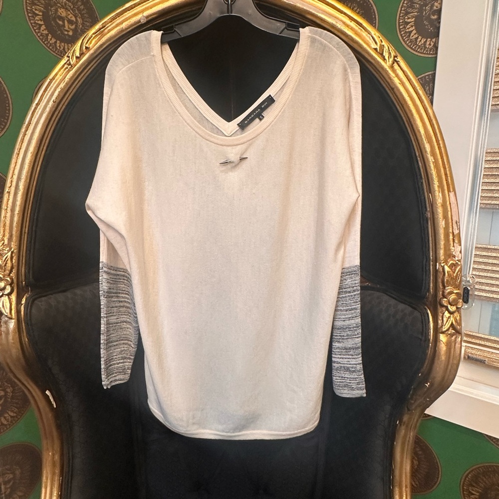 Barbara Bui Cream V-Neck Top, Size Small